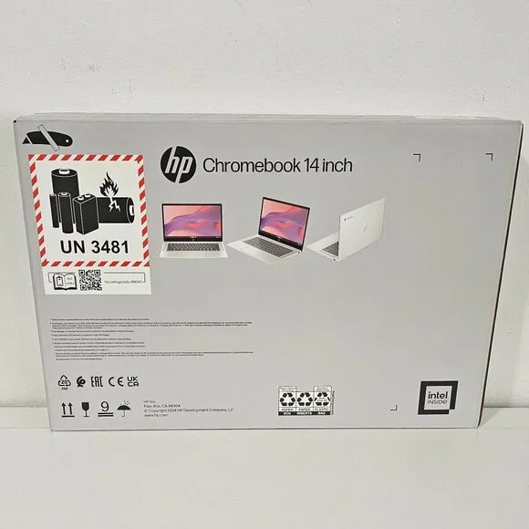 HP 14 in HD Chromebook Laptop Intel Processor N200 4GB RAM 128GB- Glacier Silver